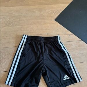 adidas Kids Black Shorts with White Stripes